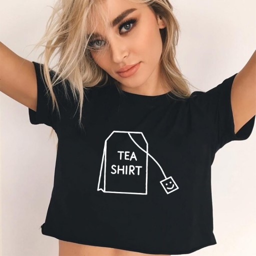 Dámský černý crop top s potiskem