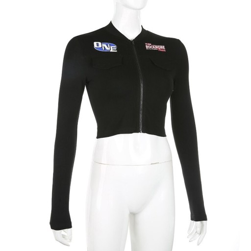 Dámsky crop top s dlhým rukávom P2111