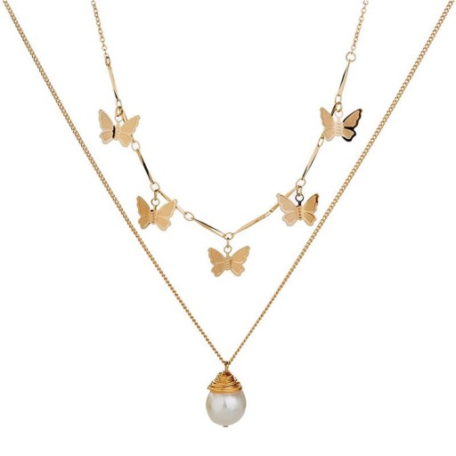 Dámsky dvojitý náhrdelník s motýľmi