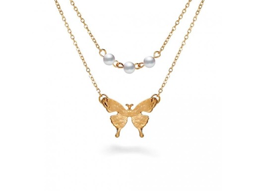 Dámsky dvojitý náhrdelník s motýľmi G809