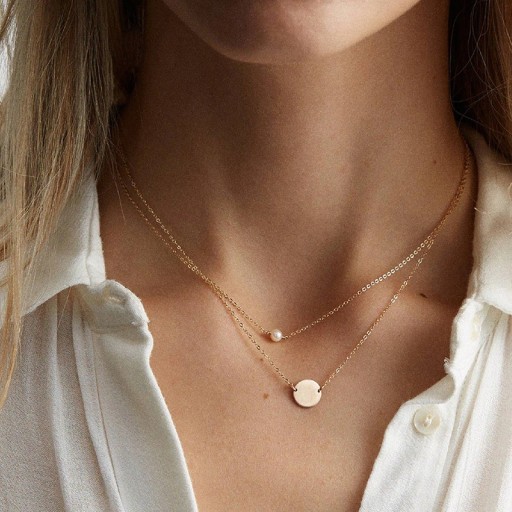 Dámsky dvojitý náhrdelník s perlou