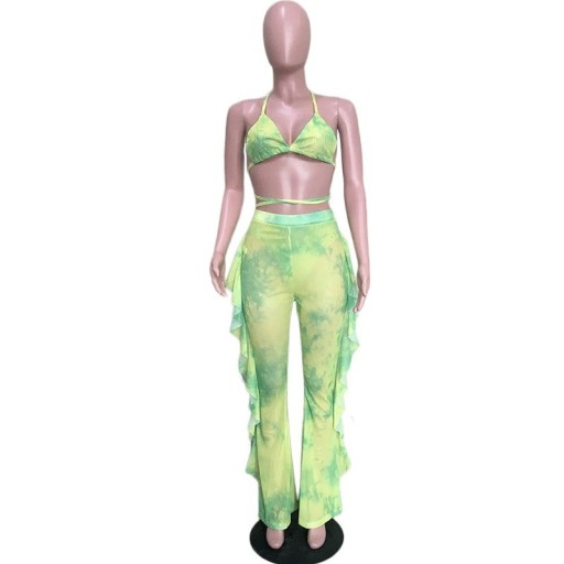 Dámsky plážový crop top a nohavice A2843