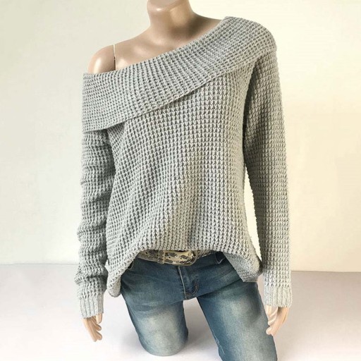 Dámsky pletený sveter s odhaleným ramenom G280