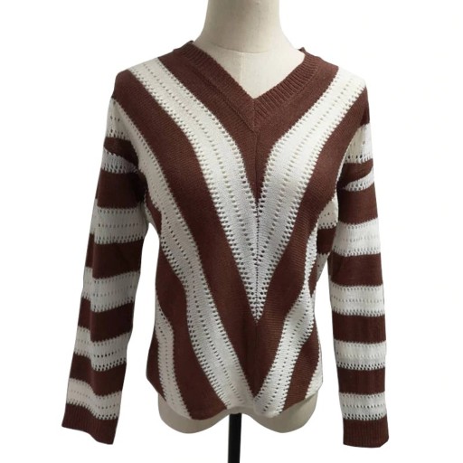 Dámsky pletený sveter s pruhmi A2274