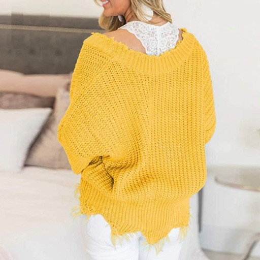 Dámsky pletený sveter s trhaním