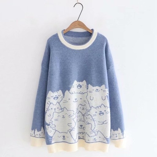 Dámský pletený svetr s kočkami