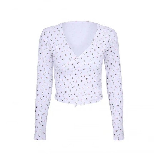 Dámský zavinovací crop top s dlouhým rukávem A1355