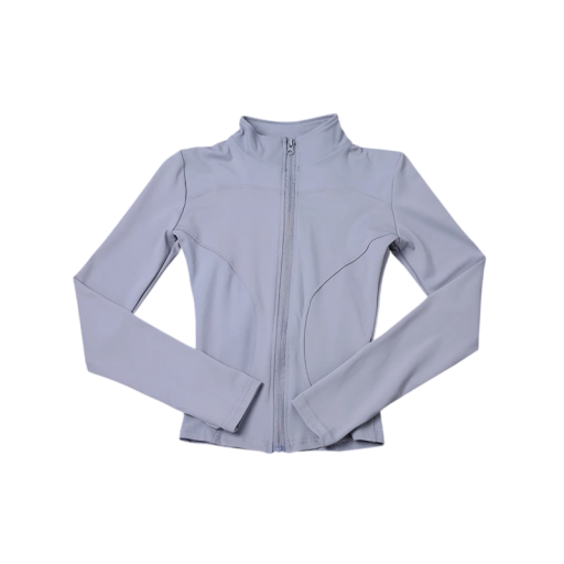 Damsportjacka med ståkrage Slim-fit-modell Snabbtorkande material Andningsbar funktionell design Lätt jacka för träning