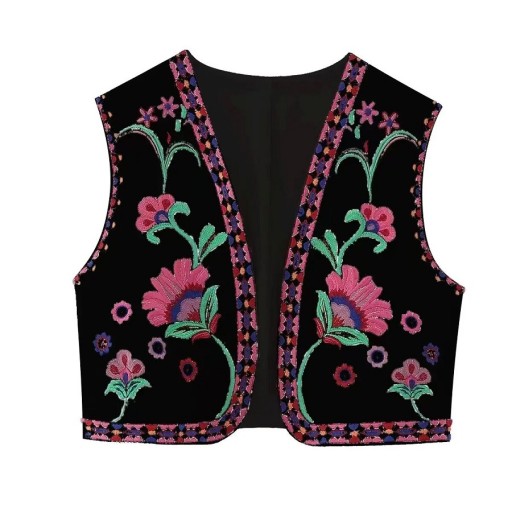 Damväst med blommönster V148
