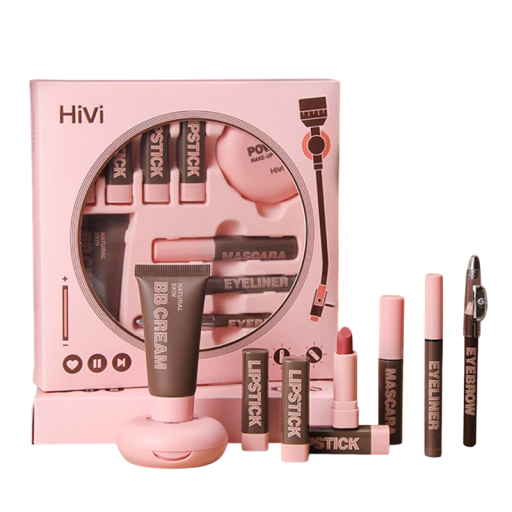 Darčeková krabička na make-up HiVi s púdrom, rúžom a lepidlom Record Limited Romantická sada na líčenie Ideálny darček na Valentína