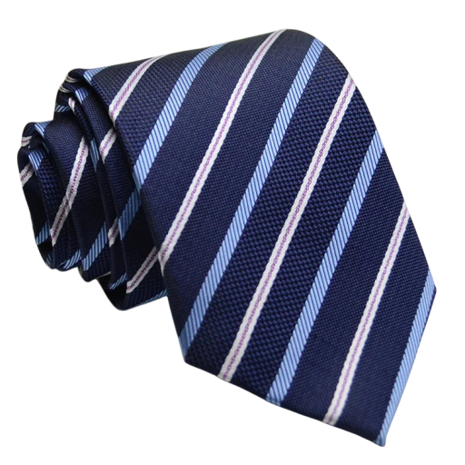 Dark Blue Striped Tie 146 x 8 cm Stylish Accessory for Formal Events, Work and Everyday Wear Elegant Men's Tie for Suits