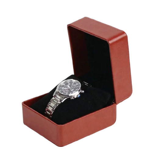 Dárková krabička na hodinky s polštářem 11x10x7 cm PU kůže hnědá ochranné pouzdro pro uložení hodinek a předání dárku