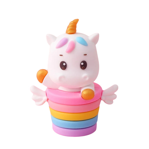 Decoração de bolo 7,5 cm Unicórnio na cesta arco-íris Decoração de bolo com figura de animal Unicórnio Figura para bolo Decoração de aniversário