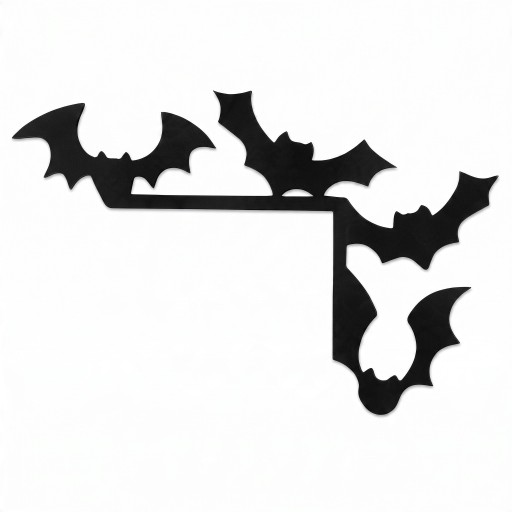 Decoração de canto para moldura de porta e espelho Morcegos 12 x 8 cm Preta Silhueta decorativa Decoração de interiores para o Halloween
