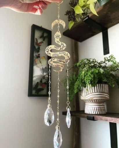 Decoração de cristal suspensa em forma de cobra