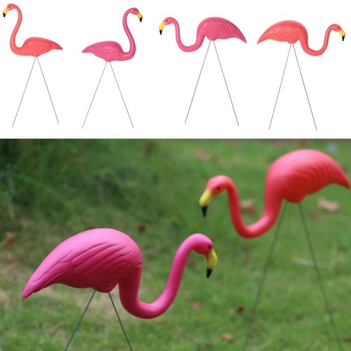 Decoração de jardim em forma de flamingo
