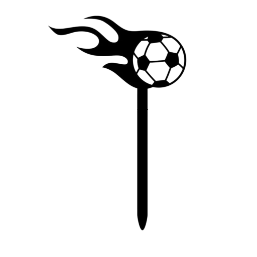 Decoração para bolo Bola de Futebol Flamejante 6 x 3 cm Decoração em acrílico para fãs de futebol Decoração de bolo para aniversários