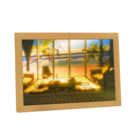 Decoración luminosa casa de playa 23 x 17 cm Lienzo pintado Iluminación moderna minimalista Ajuste de intensidad de luz Alimentación USB Luz nocturna