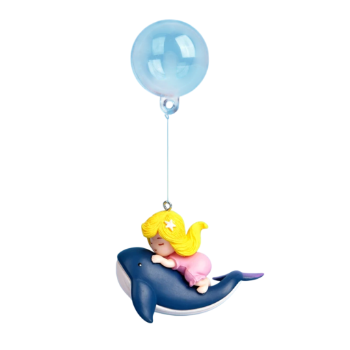 Decoratie voor aquarium 5,8x4,9 cm Mini figuur van een meisje op een walvis met drijvende bal en koord Versiering Aquariumaccessoires