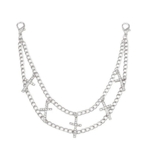 Decoratieve dubbele ketting voor handtas met kruisjes