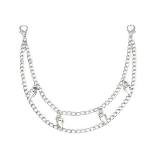 Decoratieve ketting voor handtas dubbel met kegelvormige hangers Metaallegering Zilveren decoratieve ketting voor handtas vervangend kort hengsel