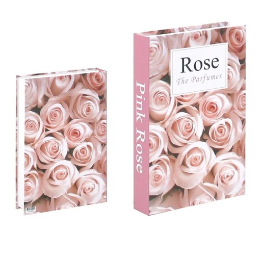 Decoratieve nepboek met opbergruimte – Openbare decoratie met roze rozenmotief