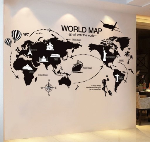 Décoration autocollante carte du monde