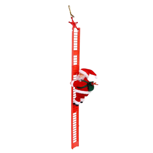 Décoration de Noël Santa Claus sur échelle rouge Ornement suspendu pour fenêtre ou mur Décoration de Noël joyeuse pour la maison