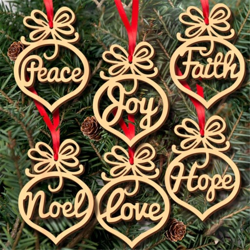 Décoration en bois de Noël 6 pcs