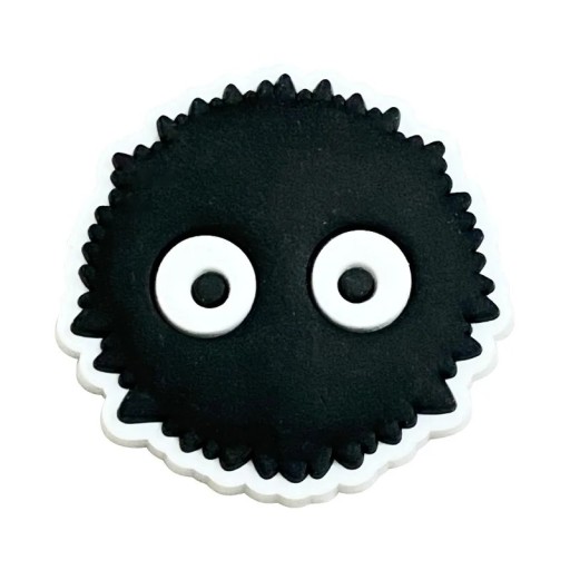 Décoration pour crocs balle noire animée ornement en PVC pour chaussures motif rond noir avec yeux pour un look original