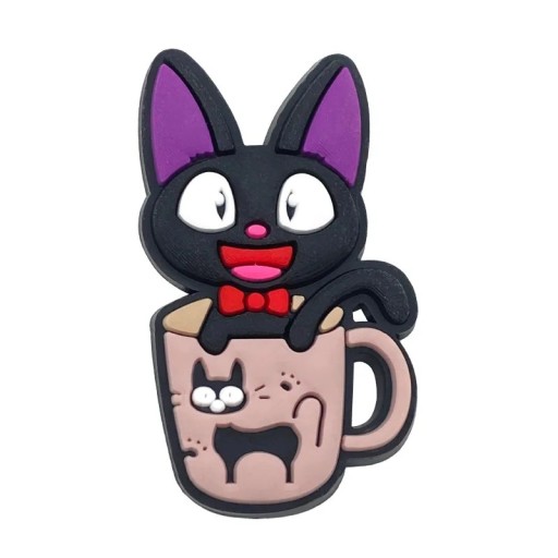 Décoration pour crocs chat dans une tasse PVC noir rose ornement pour chaussures avec fixation facile pour chaussures crocs accessoire