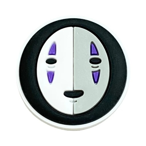 Décoration pour crocs masque bicolore ornement en PVC pour chaussures design noir et blanc avec détails violets pour une personnalisation stylée des chaussures