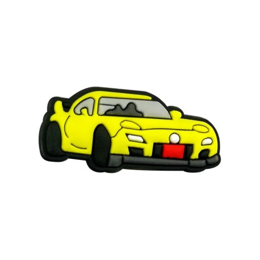 Décoration pour crocs voiture de course jaune 3–4 cm ornement en PVC pour chaussures crocs accessoire pour sabots