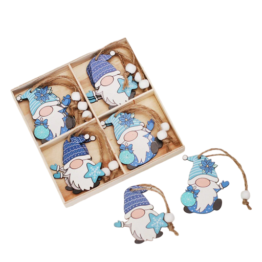 Décorations en bois gnome de Noël 12 pcs
