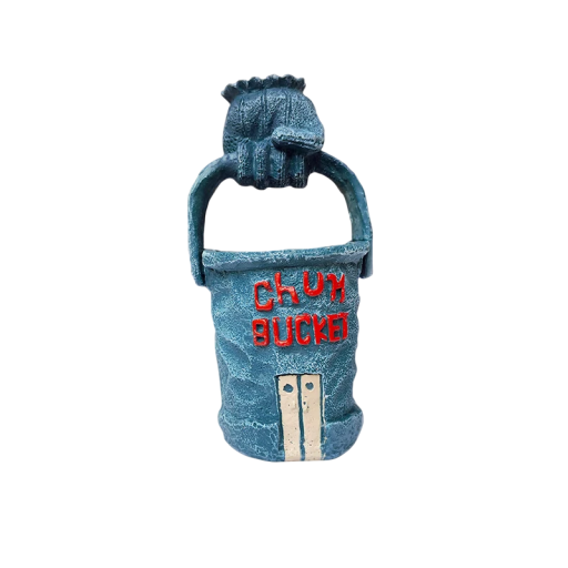 Decorațiune acvariu 6 x 6,5 x 15 cm Restaurant Chum Bucket Stil SpongeBob Ozdobă detaliată pentru acvariu Accesoriu original pentru pești