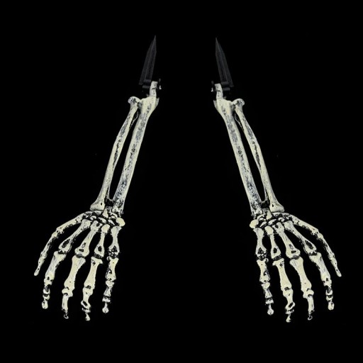 Decoratiune de gradina de Halloween Accesoriu de Halloween in aer liber Brate de schelet Decor pentru gazon Brat uman Schelet de maini care ies din gazon 46.5x10cm 2buc