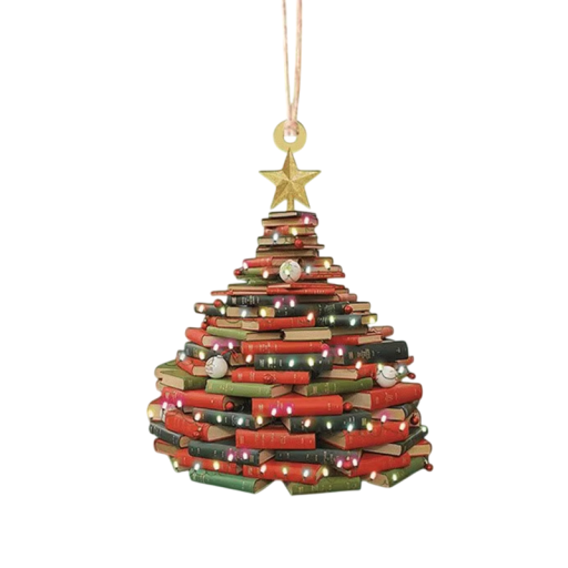 Decorațiune pentru cititori pentru brad Pendentiv decorativ de fereastră cu motiv de carte Ornament pentru brad pentru iubitorii de citit