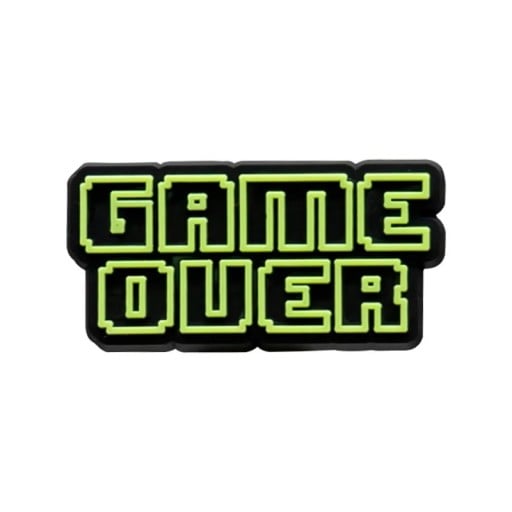 Decorațiune pentru crocsy inscripția Game Over 3–4 cm PVC ornament pentru încălțăminte negru-verde motiv de joc pentru personalizarea încălțămintei
