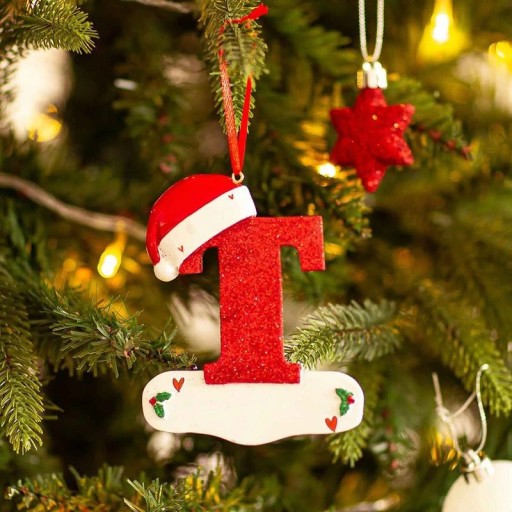 Decoratiuni pentru brad de Craciun cu litere Litere acrilice pentru brad de Craciun Decoratiuni de Craciun Litere pentru brad suspendat Litere roșii suspendate 10cm