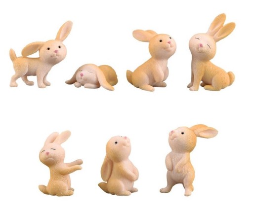 Decorative Bunny Figurines 7 pcs