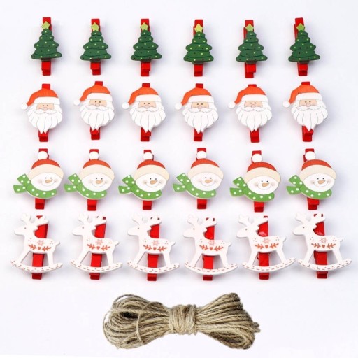 Decorative Christmas Pegs 24 pcs
