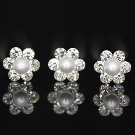 Decorative Hair Pins with Rhinestones and Pearls - 20 pcs