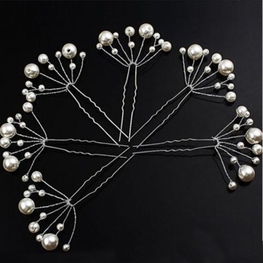 Decorative Hairpins with Pearls - 5 pcs