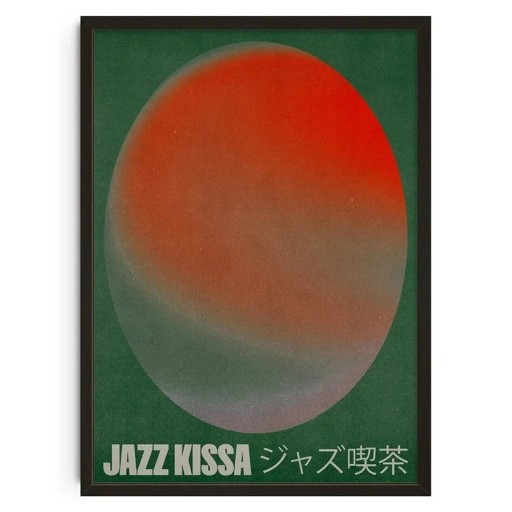 Decorative Wall Poster Abstract Aura Theme Jazz Kissa 50 x 70 cm Canvas Print Red-Green Unframed for Home