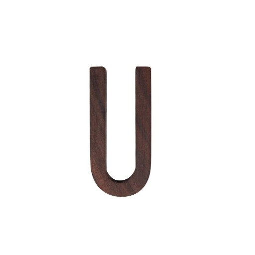 Decorative Wooden Letter U 7.5 cm Natural Brown Wood Smooth Letter for Door, Furniture and Interior Signage