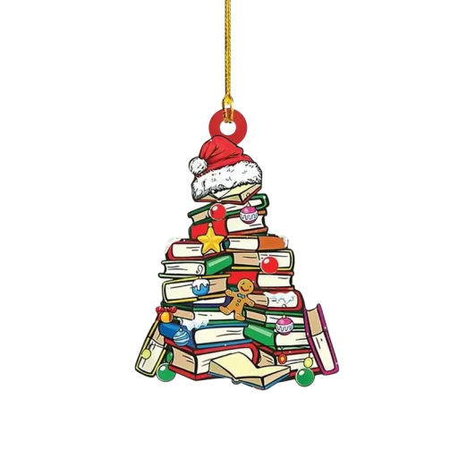 Decorazione giocosa per albero di Natale con libri disegnati Pendente da finestra Decorazione per albero per lettori e bambini