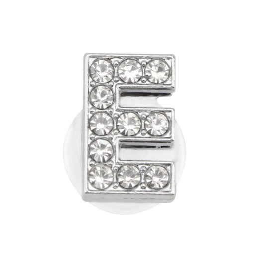 Decorazione in pietre per crocs lettera E 2,5–3 cm decorazione in PVC argento per personalizzazione delle scarpe e creazione di iniziali