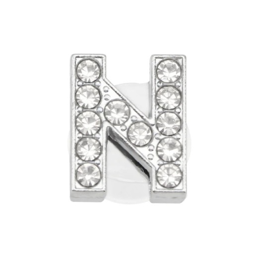Decorazione in pietre per crocsy lettera N 2,5–3 cm decorazione in PVC argento per personalizzare le scarpe e creare iniziali