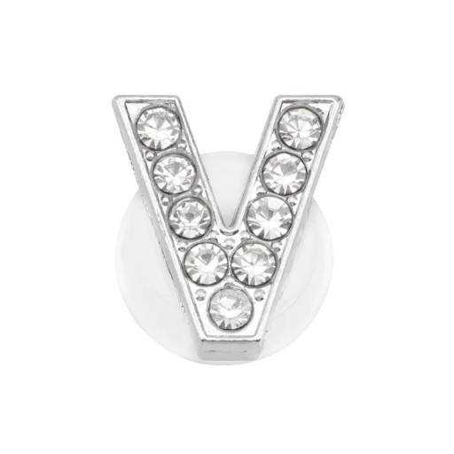 Decorazione in pietre per crocsy lettera V 2,5–3 cm decorazione in PVC argento per personalizzare le scarpe e arricchire l'aspetto