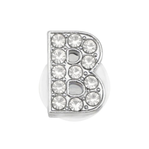 Decorazione in strass per crocs lettera B 2,5–3 cm decorazione in PVC argento per scarpe per personalizzare l'aspetto delle calzature e creare iniziali